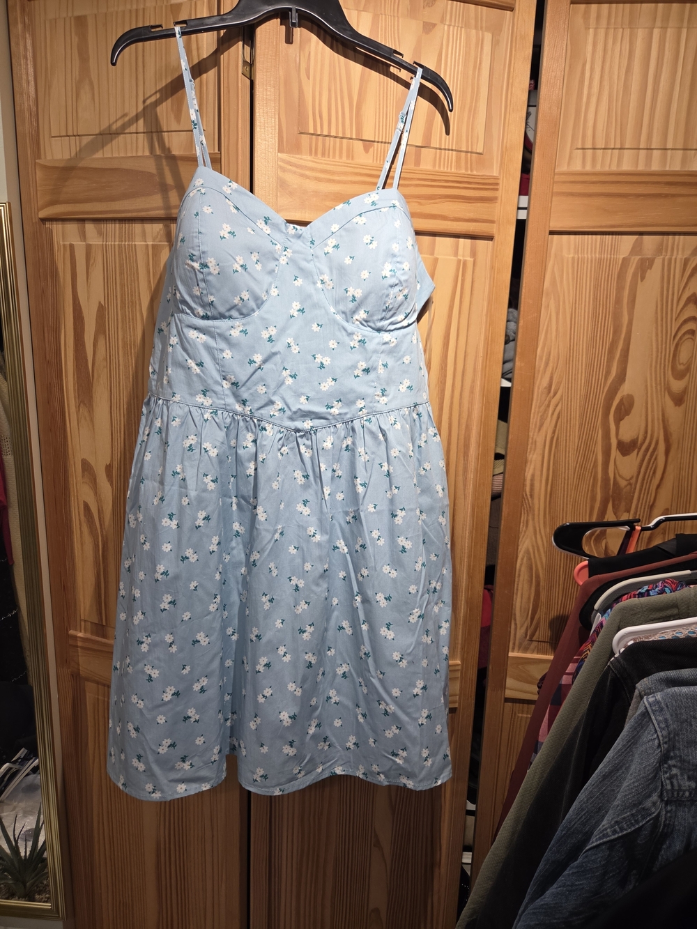 No Boundaries Light Blueish Green Floral Smocked Sundress